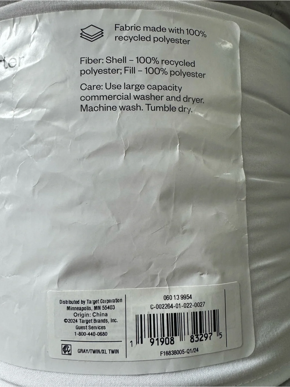 Room Essentials Light Gray Faux Shearling Comforter